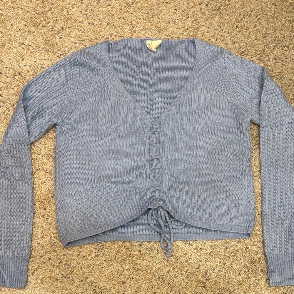 Sky and Sparrow Light Blue V-Neck Sweater